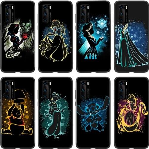 Silicone Cover Disney Princess For Huawei P 50 P40 P30 P20 P10 P9 P8 Pro Plus Lite E mini 2017 2019 Phone Case