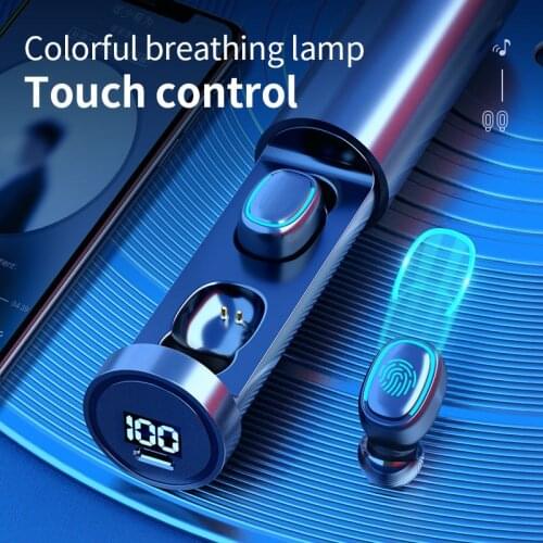 LED Intelligent Digital Display TWS Bluetooth Headset Wireless Earphones Stereo Touch Control Headphones IPX5 Waterproof