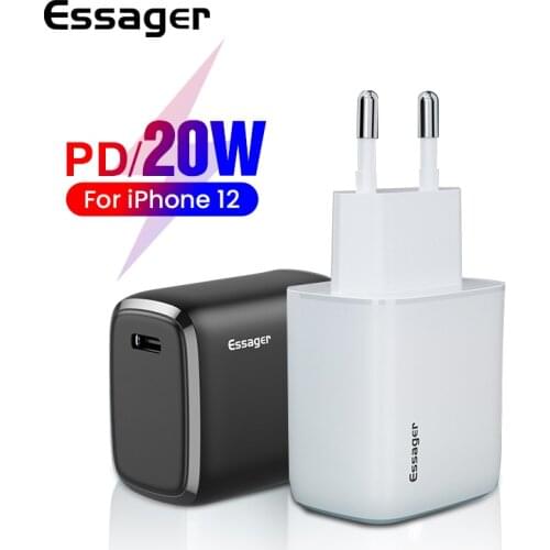 Essager 20W USB Charger For iPhone 12 mini Pro Max Quick Charge QC PD 3.0 Type C Mobile Phone Charger Fast Wall Charging Adapter