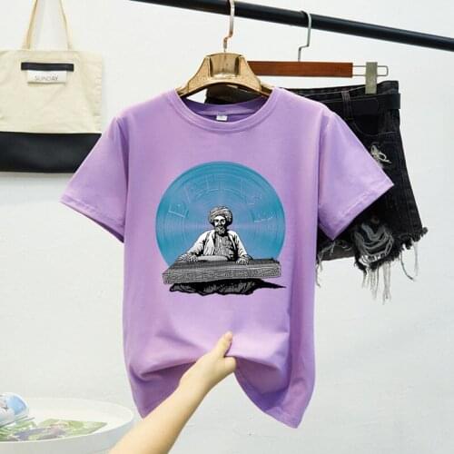 Sweet Women Loose Casual Short Sleeve T-shirt Summer Trend Printing Tee Couple Student Round Neck Tops
