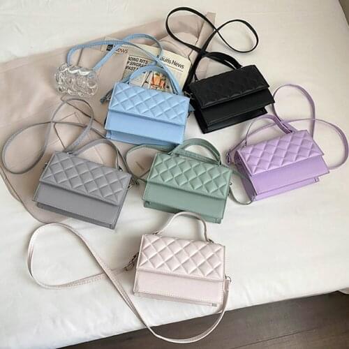 Fashion Womens Bag Lattice Pattern Shoulder Crossbody Bags for Women PU Leather Solid Color 2021 Casual Ladies Purse Handbags