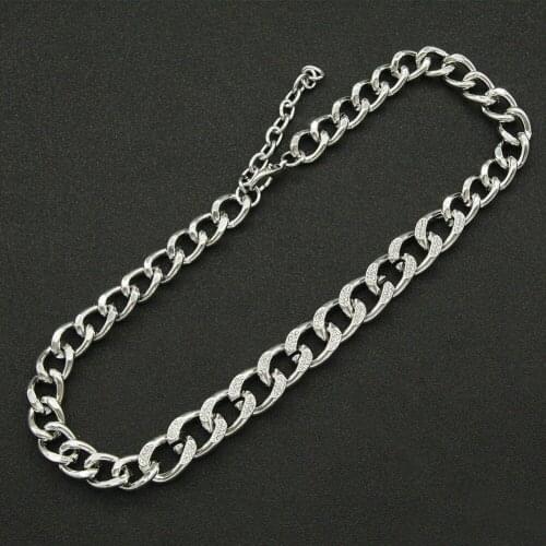 Hip Hop Full Iced Out Paved Rhinestone Choker Miami Adjustable Cuban Chain Rapper Necklaces For Women Jewelry