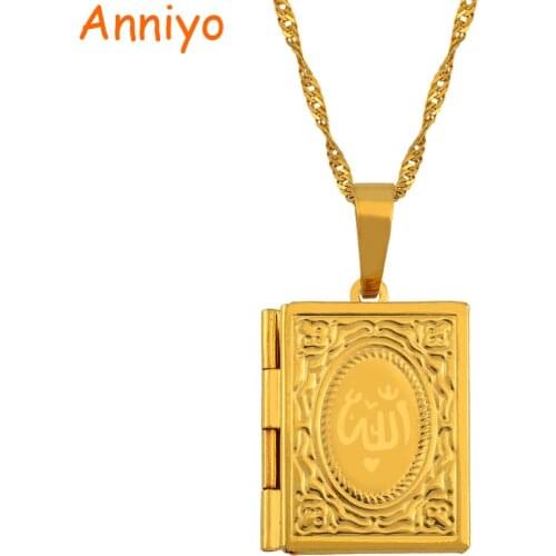 Anniyo Allah Box Necklacers for Women Muhammad Gold Color DIY Keeping Photo Pendant Muslim Islamic Jewelry Gifts #068002