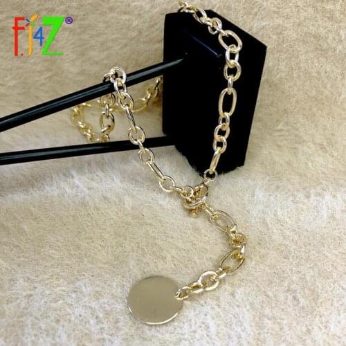 F.J4Z 2021 Trend Necklace Hot Cuban Chain Round Circle Drop Down Pendant Toggle Choker Necklace Lady Gifts цепь на шею