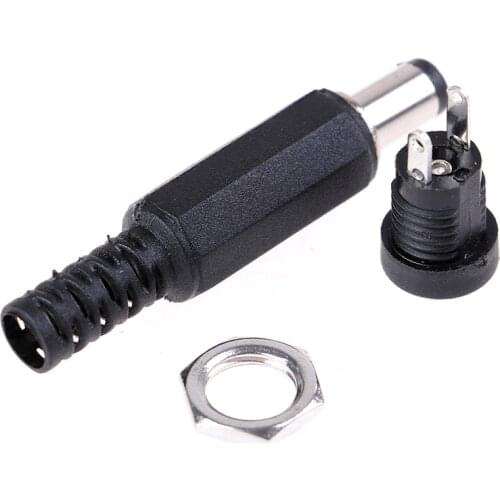 1Pair Female Plug+Male Plug Jack Socket Adapter Dc Power Supply Panel Mount Connector