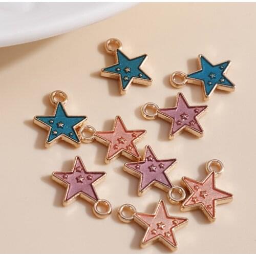 10pcs/lot 8*11mm Trendy Enamel Mini Star Charms DIY for Necklaces Pendants Earrings Making Handmade Craft Jewelry Accessories