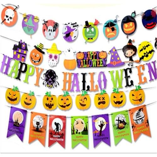 100 Pcs Halloween Banners Flags Party Hanging Decorations Supplies Star Witc Happy Halloween Banner Home Decor