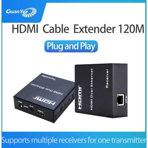 120M HDMI Extender 1080p 3D HDMI Transmitter Receiver over Cat 5e/6 RJ45 Ethernet