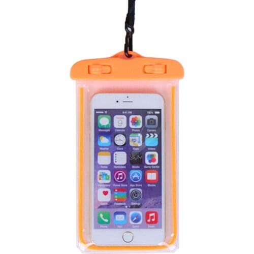 19x10.5cm Universal Luminous Waterproof Pouch Underwater Transparent Cellphone Dry Bag Portable Phone Case With Neck Strap