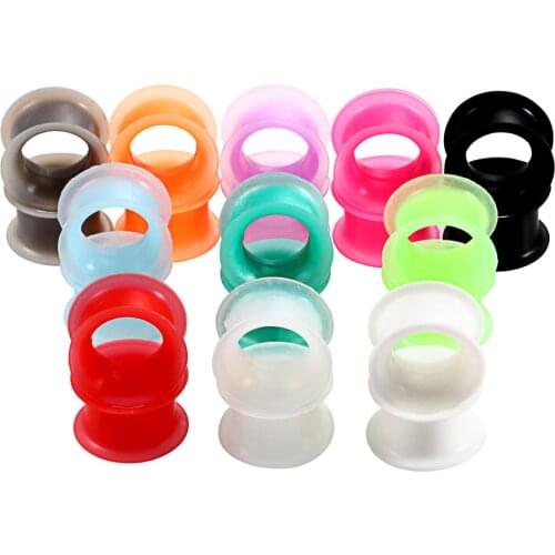 2pcs/lot Silicone Colorful Hollow Ear Tunnel Plug Flexible Double Flared Ear Gauge Expander Piercing For Unisex Jewelry 3-25mm