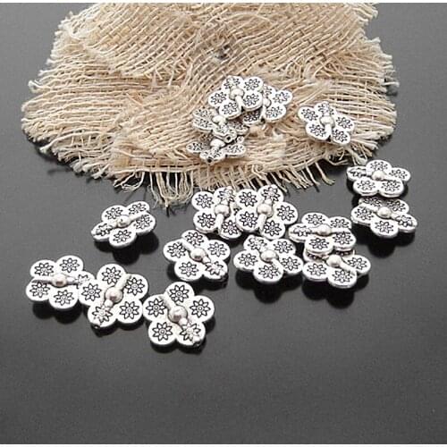 20473)50PCS 15x15MM Antique Style Zinc Alloy Flower Spacer Beads Bracelet Beads Diy Jewelry Findings Accessories Wholesale