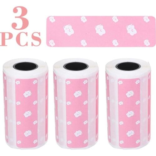 3 Rolls Cartoon Thermal Labels Papers Adhesive Sticker Suitable for PeriPage Printer Thermal Label Photo Paper About 200 Sheets
