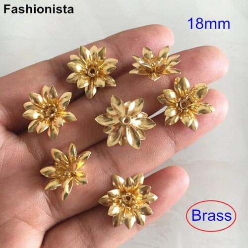 Free Shipping- 30pcs/4pcs Brass 3D Flower,3 Layer Flower Shape Bead Caps,Brass Flowers With Hole in Middle,DIY Crafts Findings-A