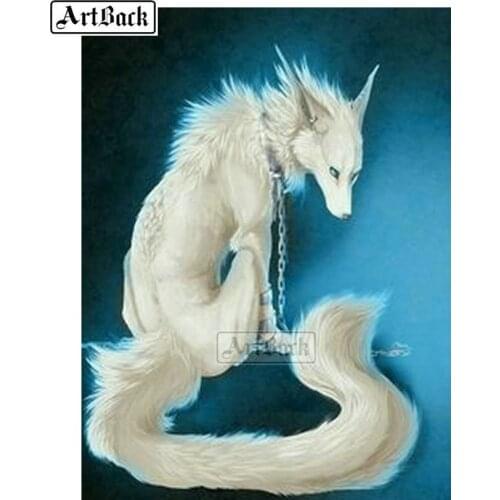 5d diy diamond painting fox full square drill diamond embroidery rhinestone 3d mosaic decorative painting white fox