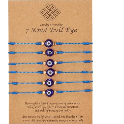 6pcs/set Lovely Evil Eye Beads Bracelets For Women Handmade Knots Braided Rope Bracelet Adjustable Bangle Lucky Jewelry Gifts