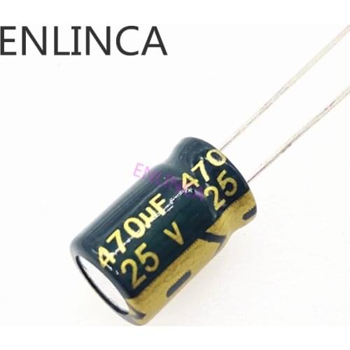 30pcs/lot T10 25V 470UF Low ESR/Impedance high frequency aluminum electrolytic capacitor size 8*12 470UF25V 20