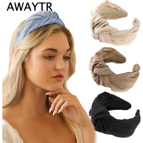 AWAYTR AWAYTR Hair Band Broad-Brimmed Solid Color Knotted Headband Ladies Girl Hair Hoop Bezel Headwear Simple Hair Accessorise