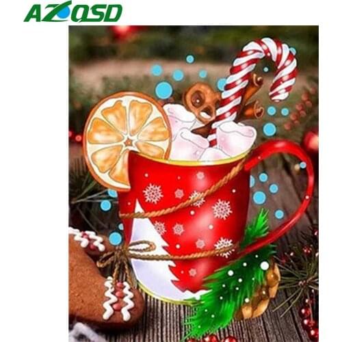 AZQSD DIY Painting By Number Canvas Kits Wine Glass Home Decoration Coloring By Numbers Acrylic Paint Food Christmas Gift