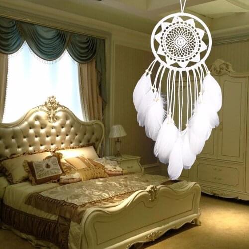 White Boho Style Sunflower Lace Dream Catcher Feather Dreamcatcher Kids Room Gift