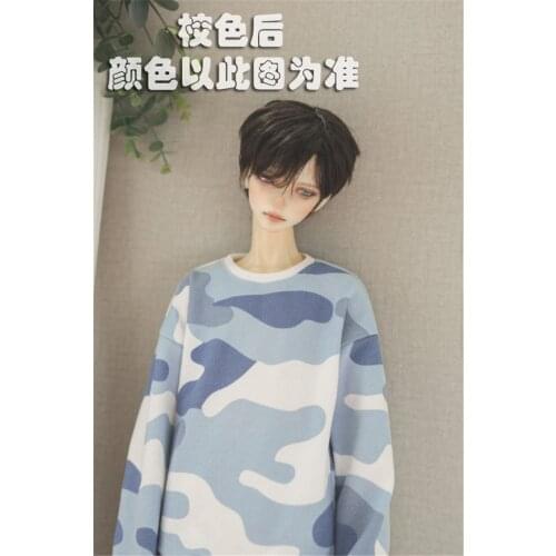 BJD Doll Clothing is suitable for 1/3 1/4 Uncle Size versatile blue camouflage hoodie T-shirt doll accessories