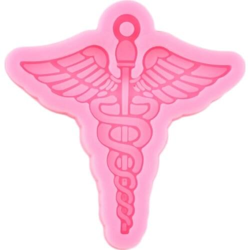 Shiny Medical Emblem Keychain Mould Angel Wings Silicone Epoxy Resin Mold Necklace Jewellery Making Pendant Polymer Clay Moulds