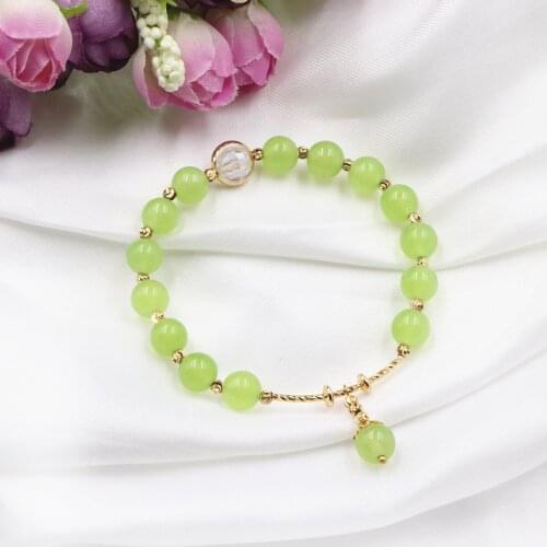 Charms Boho Bracelet Natural Stone Wrap Bracelets for Women Handmade Grape Jades Bead Stretch Bangle Wrist Gift Jewels 7.5" B302