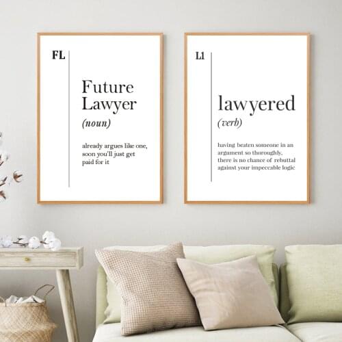 Future Lawyer Definition Print Law Student Paralegal Gift Lawyer Office Decor Black White Poster Wall Art Canvas Painting Decor