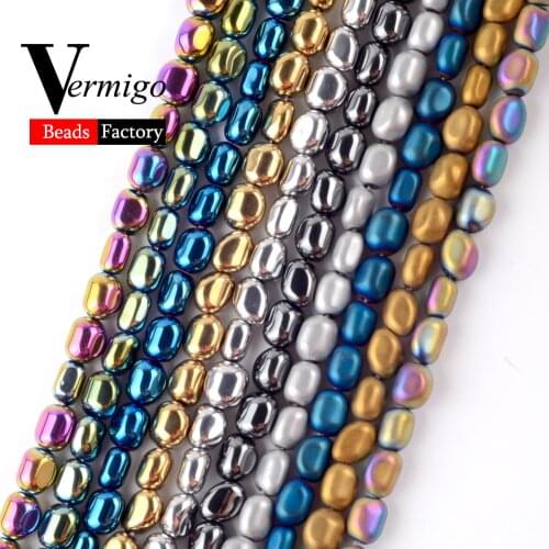 5-8mm Natural Stone Beads Smooth Matte Irregular Oval Shape Hematite Spacer Loose Beads For Jewelry Making Diy 15"