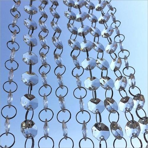 Camal 10m 33ft 14mm Octagonal Crystal Beads Clear Color Chain DIY Wedding Party Curtain Christmas Hanging Ornaments Decor
