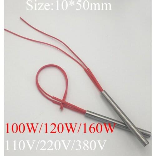 10x50 10*50mm 100W 120W 160W AC 110V 220V 380V Stainless Steel Cylinder Tube Mold Heating Element Single End Cartridge Heater