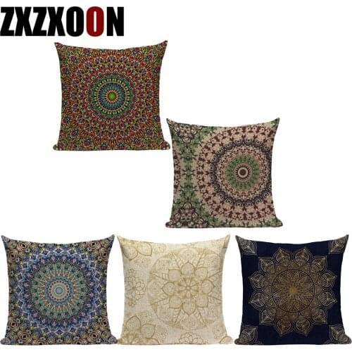 Polyester Decorative Throw Pillows Case Mandala Geometric Sofa Home Living Room Decoration Pillow Cushion Cover Almofadas