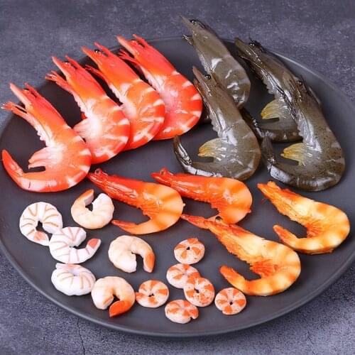 Home Decor Decoration Crafts Miniatures Color PVC Simulation Shrimp Lobster Props Imitation Model 6pcs/Lot