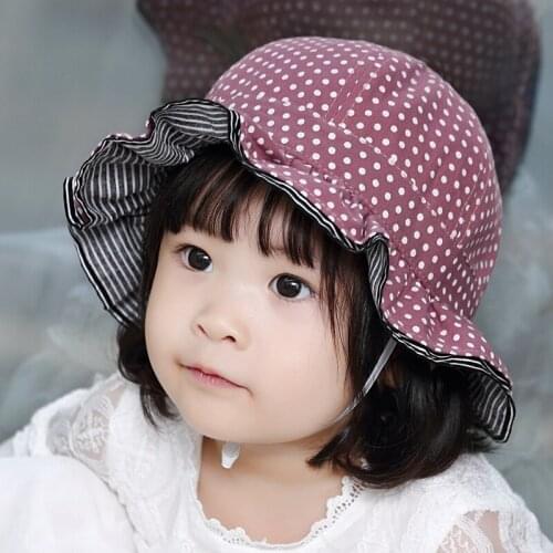 Kids Baby Sun Hat Cotton Dot Bucket Hat Toddler Girls Boys Bow Fisherman Hat Summer Beach Cap