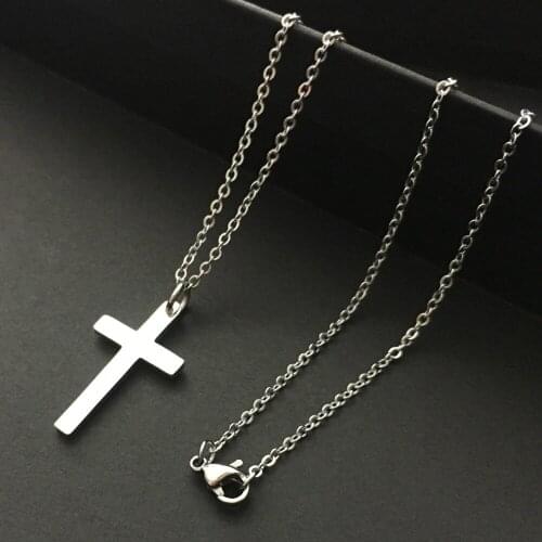 GNAYY Wholesale Jewelry 5pcs Lot Stainless Steel Shiny Cross Pendant Necklace 18'' For Women Girls Gifts