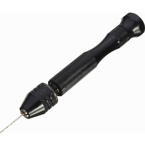 HOEN Mini Micro Aluminum Hand Drill With Keyless Chuck +10 x High Speed Steel Twist Drills Rotary Tools Wood Drilling