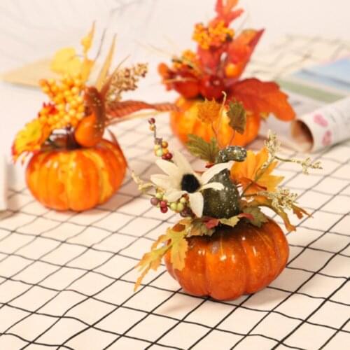 Artificial Pumpkins Maple Leaf Dried Flowers Pomegranate Table House Prop Halloween Decor Desk Home Decoration