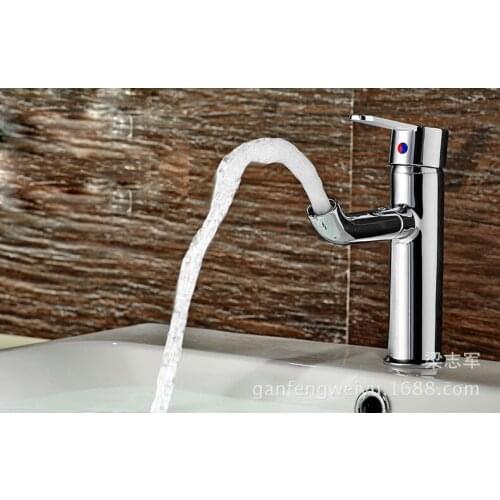 Tiger ran hot and cold basin mixer taps all copper basin bathroom washbasin faucet hole rotation Heightening