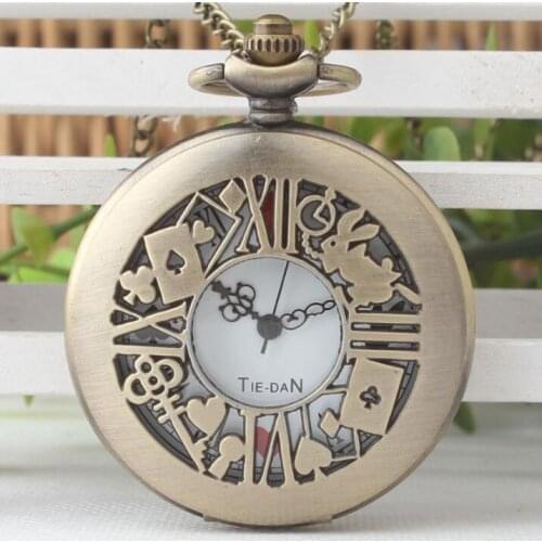 Alice in Wonderland The Rabbit Roman Numerals Quartz Pocket Watch Pendant Necklace Gift For Men Women watches