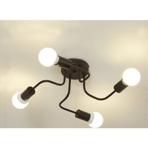 Nordic Retro Industrial Loft Wrought Iron Chandeliers 4 Heads Ceiling Lamp For Home Decor Restaurant Dining Cafe Shop Bar Room