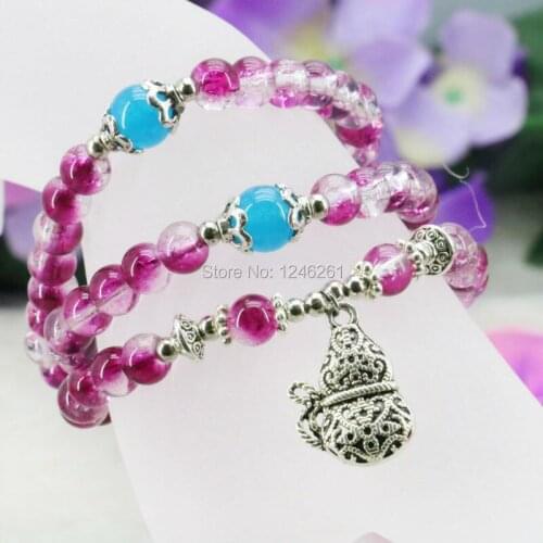 Multicolor Fashion Charm 3Rows Glass Beads Crystal Bracelet Bangles Hand Chain 6mm Jewelry making design For Women Girls Gifts