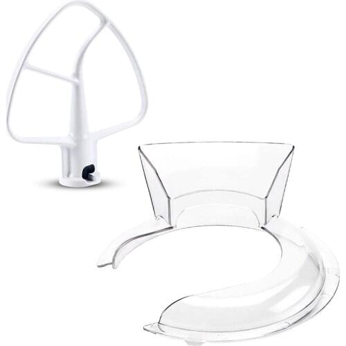 Stand Mixer Flat Beater K45B WPW10672617 & KN1PS W10616906 Mixer Bowl Pouring Shield Replacement For 4.5/5 Quart