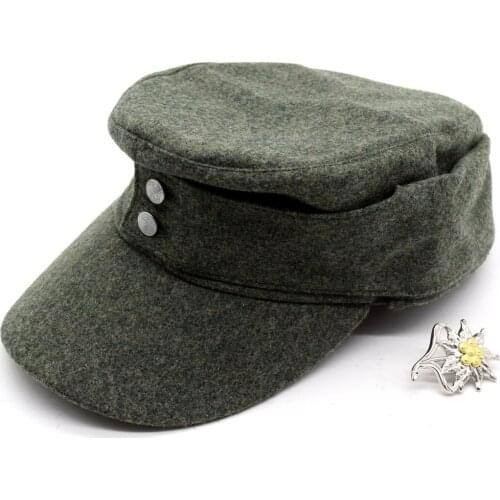 WWII German WH Elite EM M43 Panzer Wool Cap Hat Green+EM Edelweiss Mountain badge ACCURATE REPRO Description: Material: made