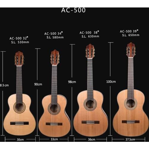2018 New Arrival + Avila classical acoustic AC-500 handmade nylon strings solid cedar top classical acoustic guitar (4 sizes)
