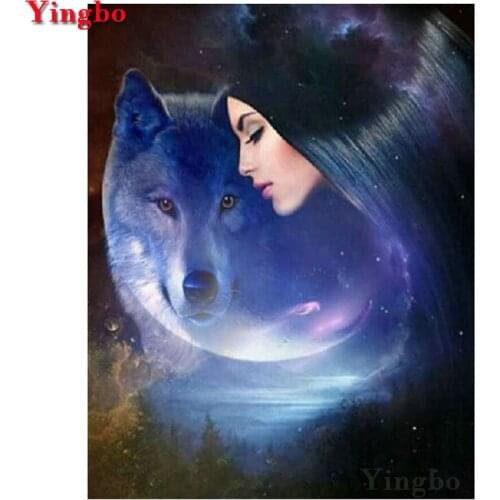 Full square round diamond embroidery beauty and wolf Square round Stones diy diamond painting rhinestones cross stitch mosaic