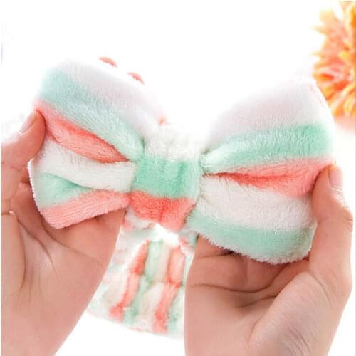 Limit 100 Women Lady Girl Face-washing headband Bow Dot Soft Stretch Shower Hair Band Cotton