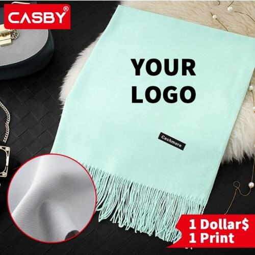 2020 Autumn Winter Design Scarves Fashion Personalized Custom Logo Tassel Neckerchief Casual Print Solid Color Adult Wraps 250g