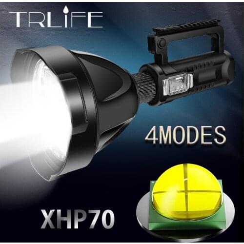 Super Bright XHP70 Portable Spotlights Lanterns Rechargeable LED Lamps Powerful 4Modes Flashlights&Torches With Tripod 30000LM