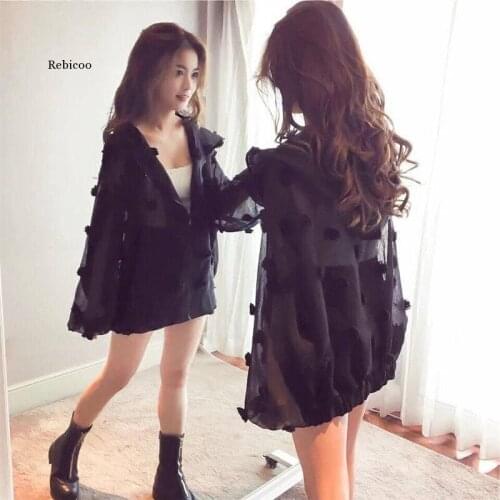 Thin Summer Jacket Woman Causal Sun-protective Coat 3D Appliques Cardigan New Korean Hooded Outerwear