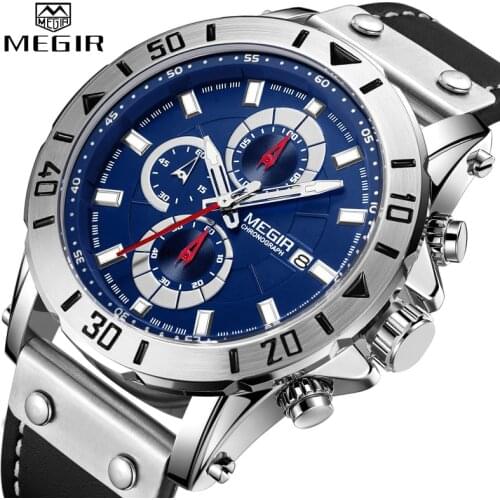 Top Luxury Brand MEGIR Mens Sports Watches Waterproof 24 Hour Date Quartz Watch Men Full Steel Military Wrist Watch Male Clock