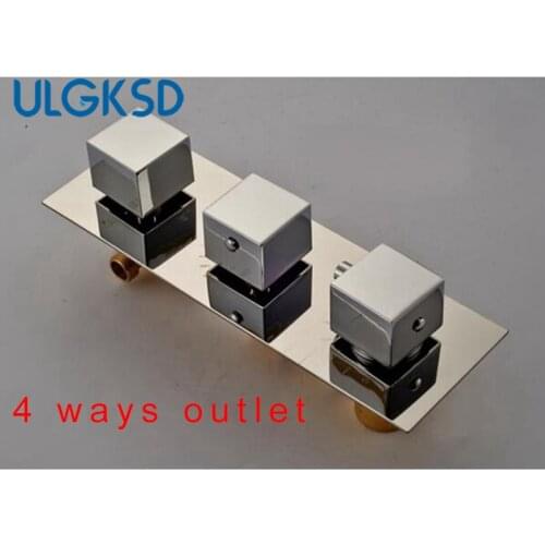 Ulgkad 4 ways of outlet water chrome Thermostatic Shower Valve Shower Faucets Temperature Control Bathroom Accessory